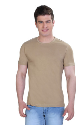 

The Cotton Company Solid Men's Round Neck Beige T-Shirt, Taupe