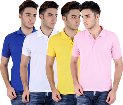 

Sanvi Traders Solid Men Polo Neck Multicolor T-Shirt(Pack of 4