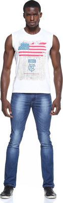 

Octave Printed Men' Round Neck Grey T-Shirt, Offwhite
