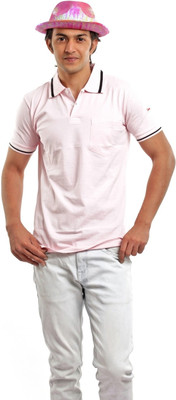 

BG69 Solid Men's Polo Neck Pink T-Shirt