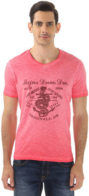 

Monte Carlo Printed Men's V-neck Pink T-Shirt