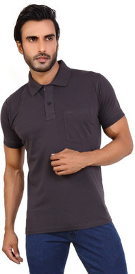

Awack Solid Men's Polo Neck Black T-Shirt