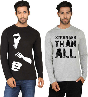 

SayItLoud Printed Men' Round Neck Multicolor T-Shirt(Pack of 2, Black;grey