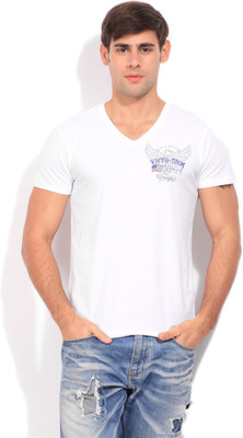 

Wrangler Solid Men' V-neck White T-Shirt