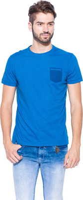 

Mufti Solid Men's Round Neck Blue T-Shirt