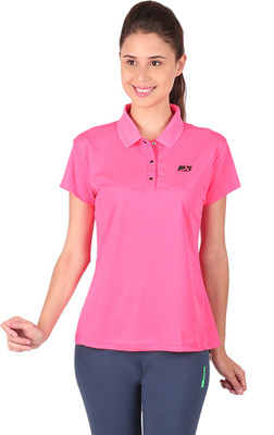 

Vector X Solid Women's Polo Neck Pink T-Shirt
