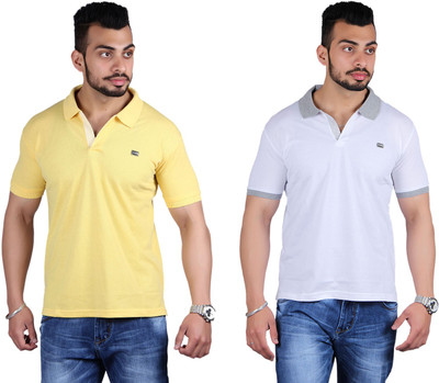 

Shineway Solid Men's Polo Neck Multicolor T-Shirt(Pack of 2, White;yellow
