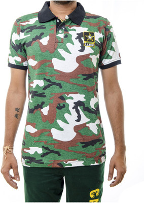 

Shootr Military Camouflage Men's Polo Neck Green T-Shirt