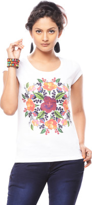 

Trendy Girlz Graphic Print Women's Round Neck White T-Shirt, Bright white