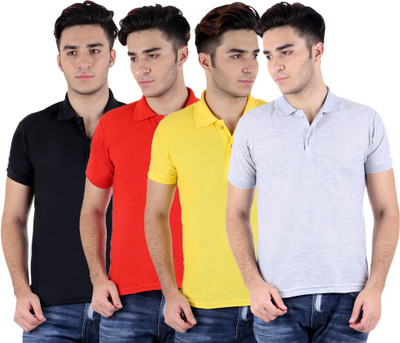 

Sanvi Traders Solid Men Polo Neck Multicolor T-Shirt(Pack of 4