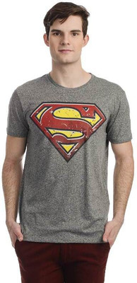 

Superman Printed Men's Round Neck Grey T-Shirt, Grey mouline