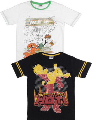 

Ben 10 Boys Printed T Shirt(Pack of 2, Black/white