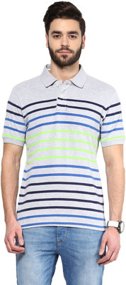 

Urban Eagle by Pantaloons Striped Men' Polo Neck Grey T-Shirt, Grey melange