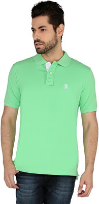 

The Cotton Company Solid Men' Polo Neck Green T-Shirt