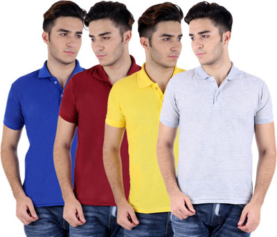 

Sanvi Traders Solid Men Polo Neck Multicolor T-Shirt(Pack of 4