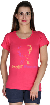 

Faireno Printed Women' Round Neck Pink T-Shirt