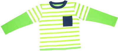 

Hunny Bunny Boys Striped T Shirt(Light Green, Pack of 1