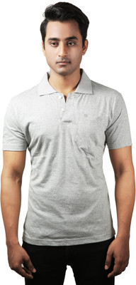

Spur Solid Men's Polo Neck Silver T-Shirt, Melange