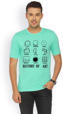 

Campus Sutra Printed Men Round Neck Green T-Shirt
