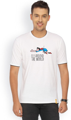

Campus Sutra Printed Men Round Neck White T-Shirt
