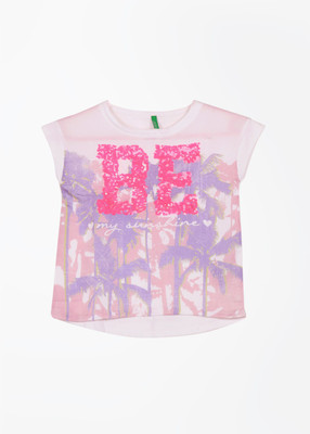 

United Colors of Benetton. Girls Printed Polyester T Shirt(White