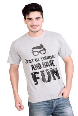 

Stephen Armor Solid, Printed Men's Round Neck Grey T-Shirt