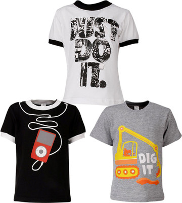 

Gkidz Boys Printed T Shirt(Multicolor, Pack of 3, Black