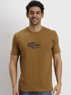 

Fritzberg Printed Men' Round Neck Brown T-Shirt