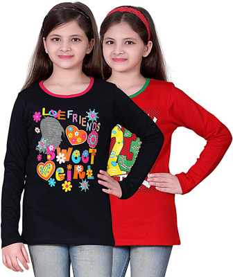 40% OFF on FabTag - SINI MINI Girls Printed T Shirt(Multicolor)