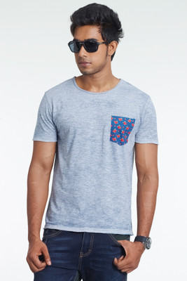 

Masculino Latino Printed Men's Round Neck Grey T-Shirt, Grey milange