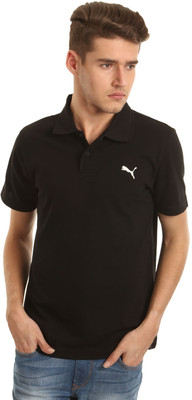 

Puma Solid Men' Polo Neck Black T-Shirt
