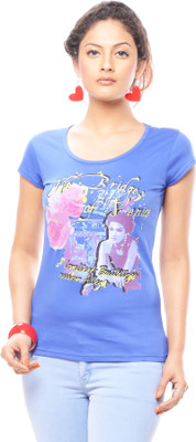 

Trendy Girlz Graphic Print Women's Round Neck Purple T-Shirt, Deep ultramarine