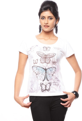 

Trendy Girlz Graphic Print Women's Round Neck White T-Shirt, Bright white