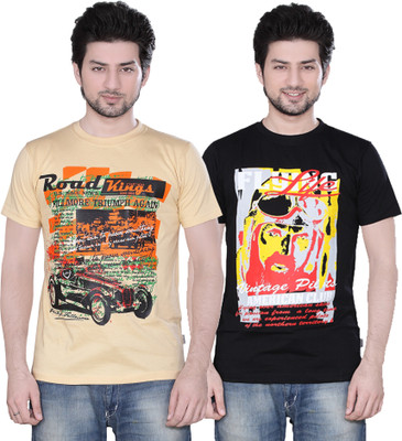 

Zebu Printed Men's Round Neck Multicolor T-Shirt(Pack of 2)