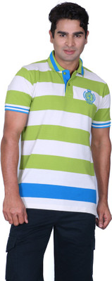 

Proline Striped Men' Flap Collar Neck Green T-Shirt