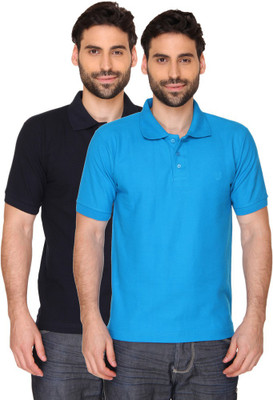 

Blacksmith Solid Men's Polo Neck Blue, Dark Blue T-Shirt(Pack of 2, Fresh blue;sailor navy