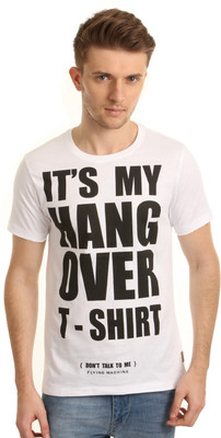 

Flying Machine Graphic Print Men' Round Neck White T-Shirt