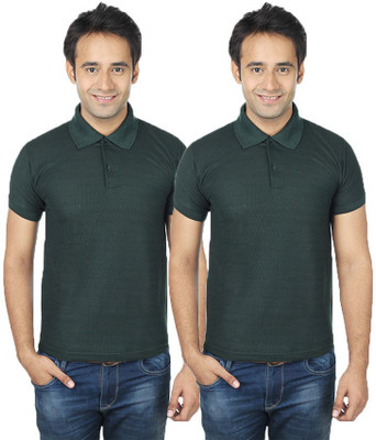 

Quetzal Solid Men's Polo Neck Green, Green T-Shirt(Pack of 2