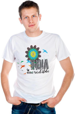 

6th Cross Graphic Print Men's Round Neck White T-Shirt