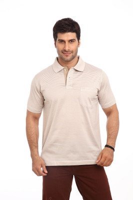 

ColorPlus Striped Men's Polo Neck Beige T-Shirt