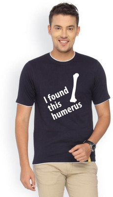 

Campus Sutra Printed Men Round Neck Blue T-Shirt