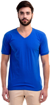 

Mi Moda Solid Men' V-neck Light Blue T-Shirt, Royal blue