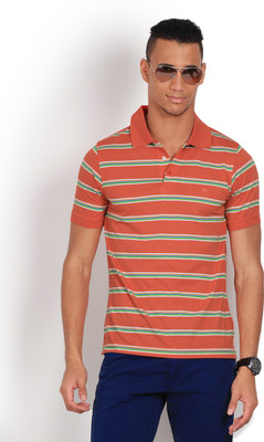 

Peter England Striped Men's Polo Neck Blue, Green, Orange T-Shirt, Red