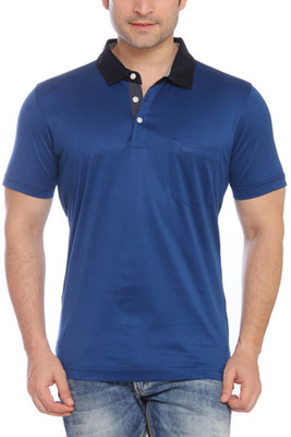 

ColorPlus Solid Men's Flap Collar Neck Blue T-Shirt