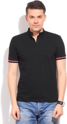 United Colors of Benetton. Solid Men's Polo Neck Black T-Shirt, 100
