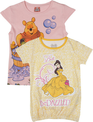

Disney Princess Girls Solid T Shirt(Pack of 1, White_yellow/lt.pink
