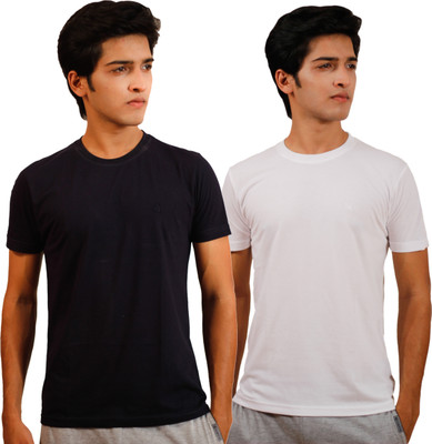 

Tryd Solid Men's Round Neck Dark Blue, White T-Shirt(Pack of 2, Multicolor