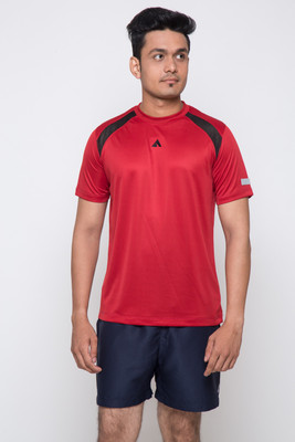

Acetone Solid Men's Round Neck Red, Black T-Shirt, Black;mars red