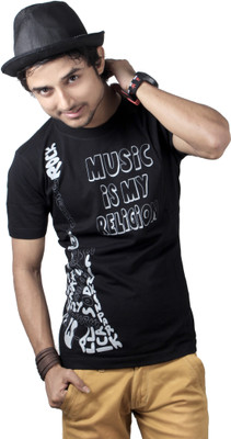 

Spur Printed Men's Round Neck Black T-Shirt