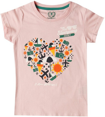 

SuperYoung Printed Girls Round Neck Pink T-Shirt, Baby pink